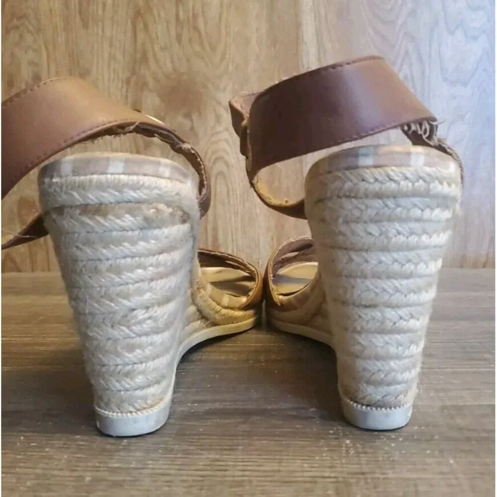 Sperry Top Sider Saylor Espadrilles Wedge Ankle Strap‎ Sandals Womens 10 Brown